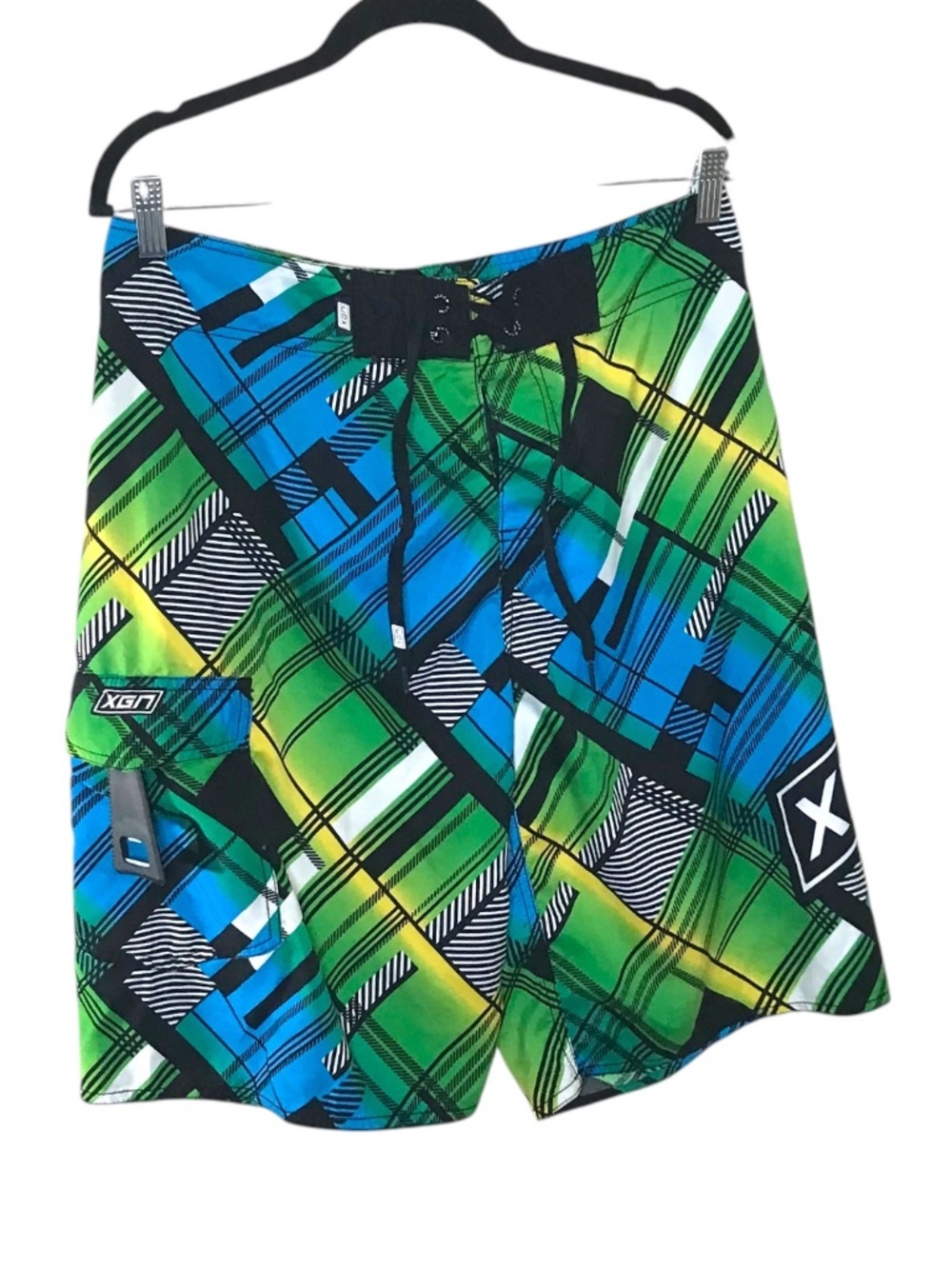 Oxygen Active Wear Men's Medium Plaid Board Shorts Swim Trunks Surf Beach